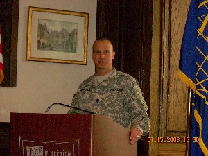 Lt. Col. Daniel Johnson, USA, discusses Florida National Guard roles in local diasters and support to civilian agencies during the January meeting.